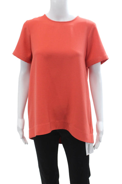 Madewell Women Basic Orange Round Neck Short Sleeve Blouse Polyester Size M