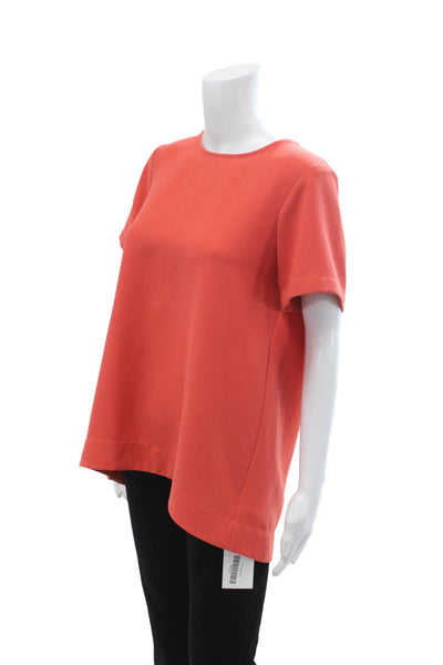 Madewell Women Basic Orange Round Neck Short Sleeve Blouse Polyester Size M