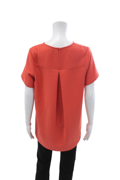 Madewell Women Basic Orange Round Neck Short Sleeve Blouse Polyester Size M