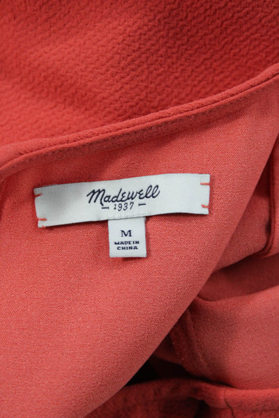 Madewell Women Basic Orange Round Neck Short Sleeve Blouse Polyester Size M