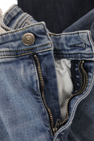 Cambio Women Cropped Boyfriend Jeans Blue Denim High Rise Inseam 26 Size 30