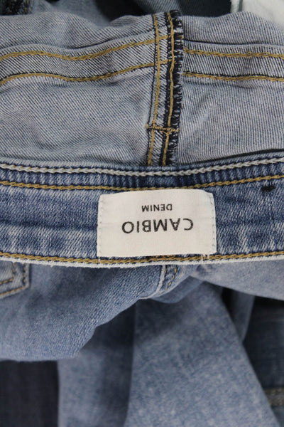 Cambio Women Cropped Boyfriend Jeans Blue Denim High Rise Inseam 26 Size 30