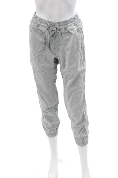 Zara Unisex Cropped Cargo Jogger Pants Gray Drawstring Cotton Blend Size XS