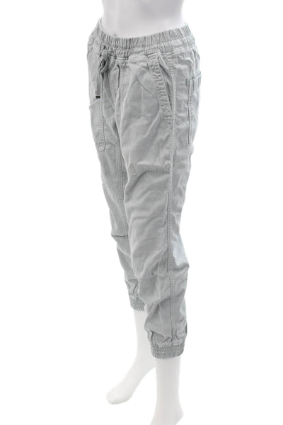 Zara Unisex Cropped Cargo Jogger Pants Gray Drawstring Cotton Blend Size XS