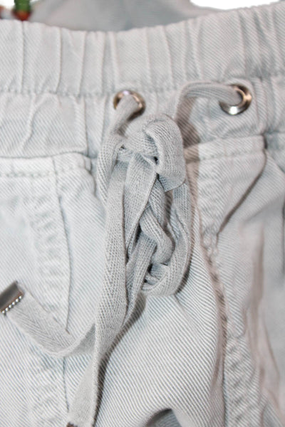 Zara Unisex Cropped Cargo Jogger Pants Gray Drawstring Cotton Blend Size XS