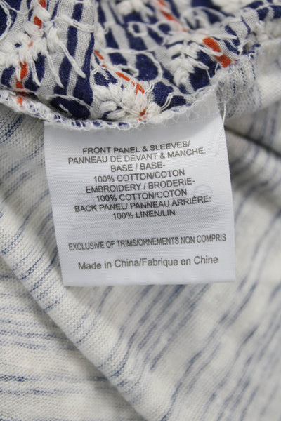 Tory Burch Women Tunic Blue Striped Cotton Silk Petite Size S