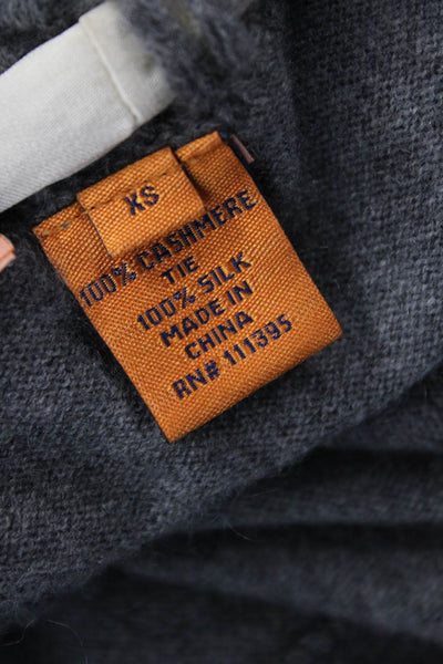 Tory Burch Womens 100% Cashmere V Neck Sleeveless Tank Sweater Gray Tie Size XS