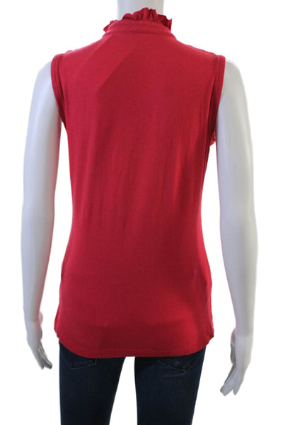 Tory Burch Women Red High Neck Sleeveless Tank Button Size S