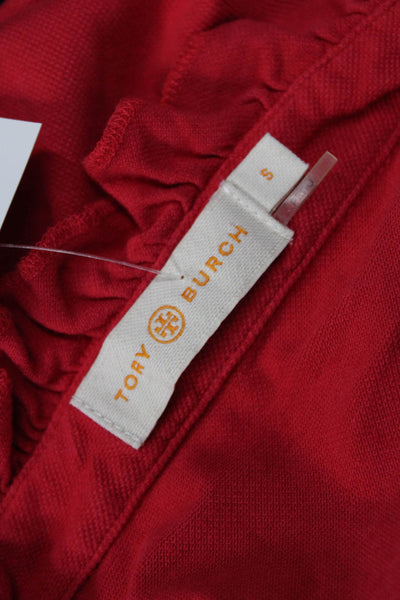 Tory Burch Women Red High Neck Sleeveless Tank Button Size S