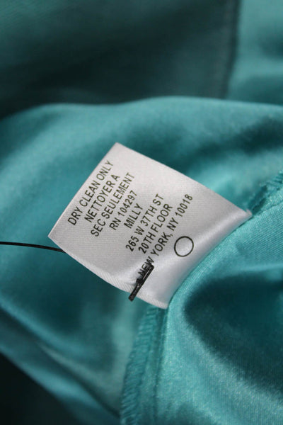 Milly Women Sleeveless Green Cotton Silk Blend Blouse Designer Size 6