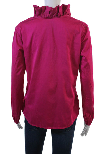 Elizabeth McKay Womens Pink Zip Long Sleeve Cotton Stretch Blouse Size 4