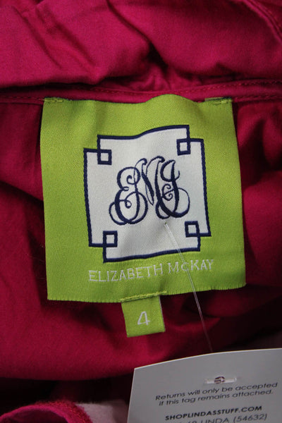 Elizabeth McKay Womens Pink Zip Long Sleeve Cotton Stretch Blouse Size 4