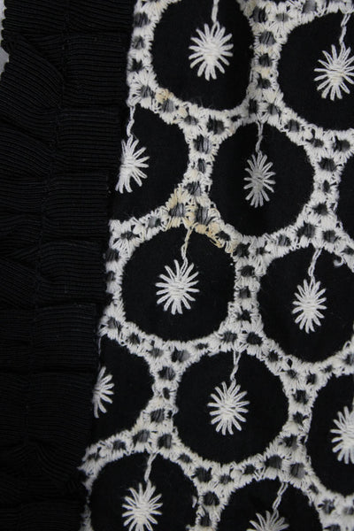Milly Women Black Cotton Short Sleeve Blazer Geometric Crew Neck Size 6