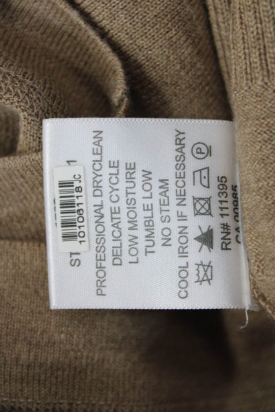 Tory Burch Womens Beige Merino Wool V Neck Button Cardigan Long Sleeve Size XS
