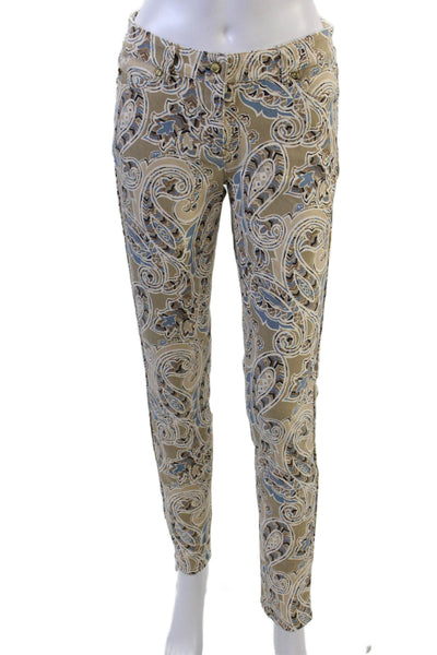 J. Mclaughlin Womens Ankle Dress Pants Beige Paisley Size 4