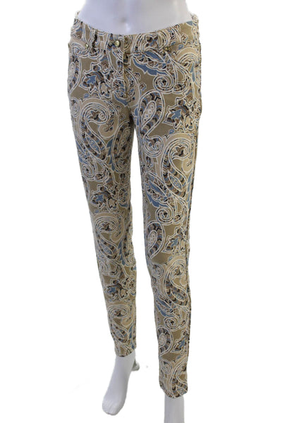 J. Mclaughlin Womens Ankle Dress Pants Beige Paisley Size 4