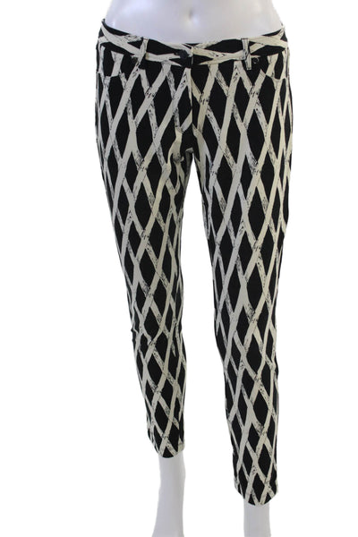 J. Mclaughlin Womens Ankle Cropped Black Argyle Pants Size 4