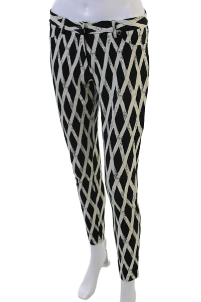 J. Mclaughlin Womens Ankle Cropped Black Argyle Pants Size 4