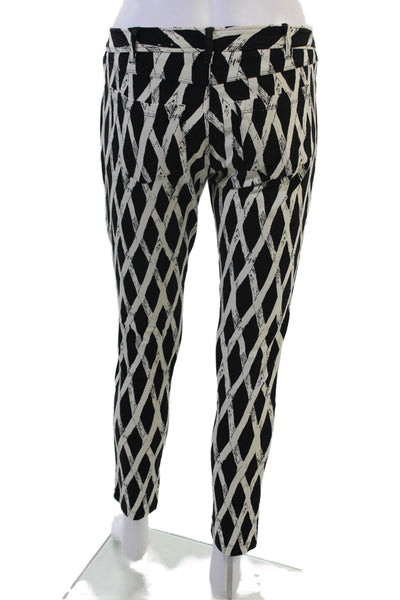 J. Mclaughlin Womens Ankle Cropped Black Argyle Pants Size 4