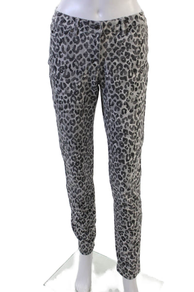 J. Mclaughlin Women Leopard Print Cropped Ankle Pants Gray Button Size 4