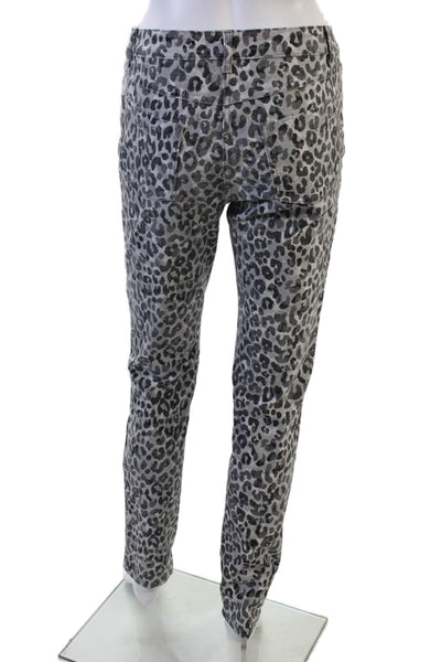 J. Mclaughlin Women Leopard Print Cropped Ankle Pants Gray Button Size 4