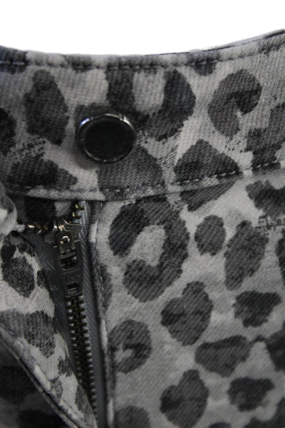 J. Mclaughlin Women Leopard Print Cropped Ankle Pants Gray Button Size 4