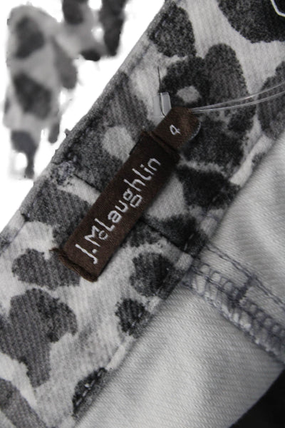 J. Mclaughlin Women Leopard Print Cropped Ankle Pants Gray Button Size 4