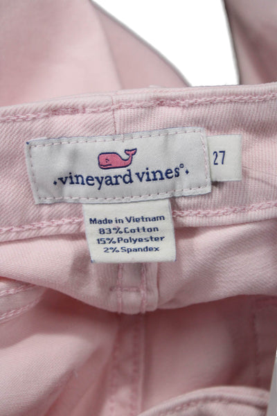 Vineyard Vines Womens Ankle Cropped Pink Solid Preppy Pants Button Size 27