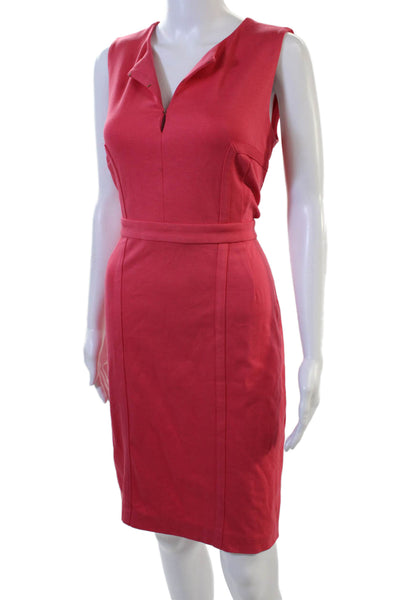 Tory Burch Womens Sheath Pencil Dress Red V-Neck Sleeveless Zip Size S