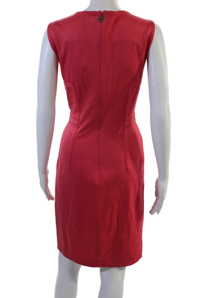 Tory Burch Womens Sheath Pencil Dress Red V-Neck Sleeveless Zip Size S