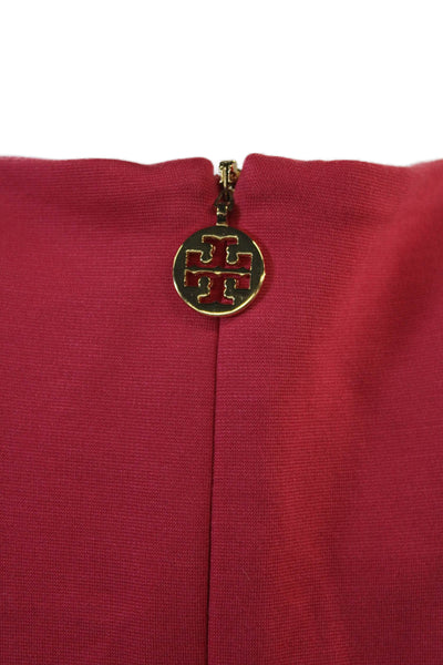 Tory Burch Womens Sheath Pencil Dress Red V-Neck Sleeveless Zip Size S
