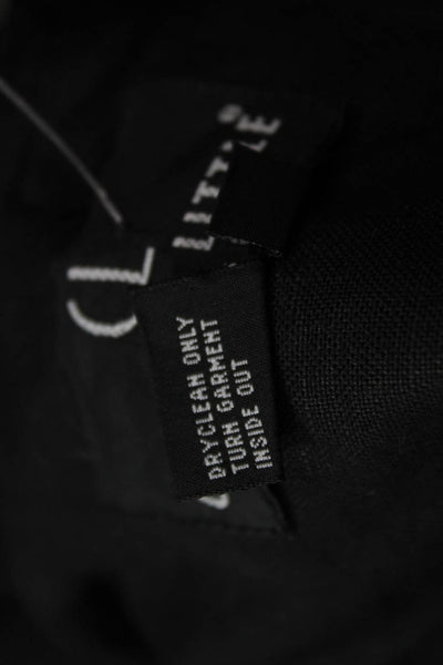 Carole Little Women Shift Dress Black Linen V-Neck Sleeveless Long Size 6