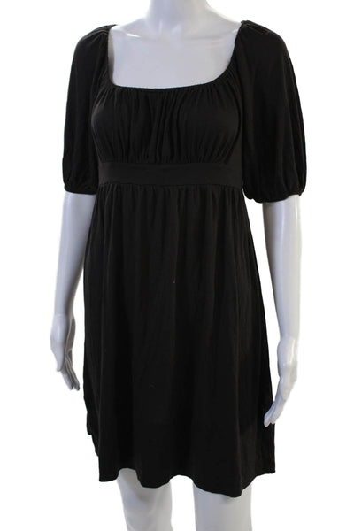 Juicy Couture Women Mini Shift Dress Black Square Neck Short Sleeve Size S