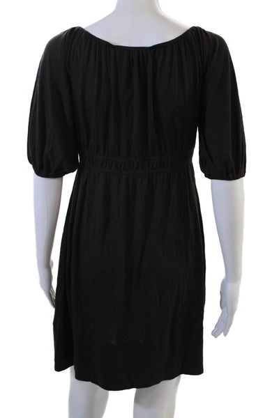 Juicy Couture Women Mini Shift Dress Black Square Neck Short Sleeve Size S