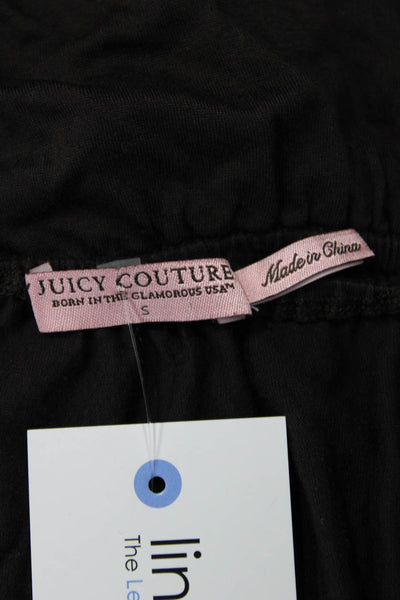 Juicy Couture Women Mini Shift Dress Black Square Neck Short Sleeve Size S