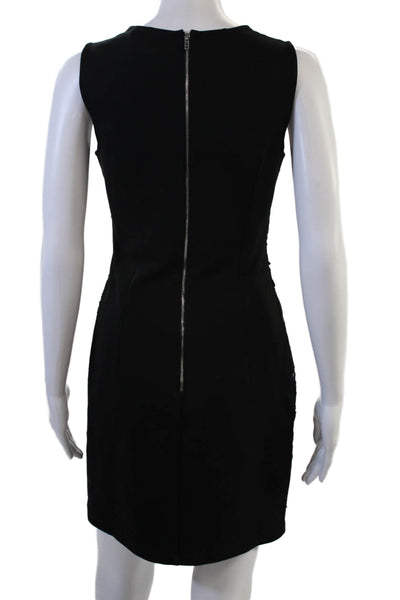 Line + Dot Womens Sheath Mini Dress Black Sleeveless Round Neck Size S