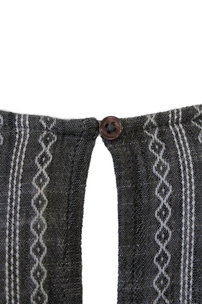 Elan Women A-Line Trapeze Striped Dark Gray Short Sleeve Dress Size S