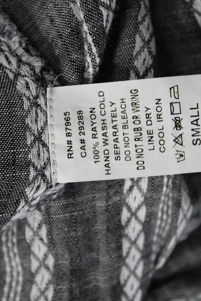 Elan Women A-Line Trapeze Striped Dark Gray Short Sleeve Dress Size S