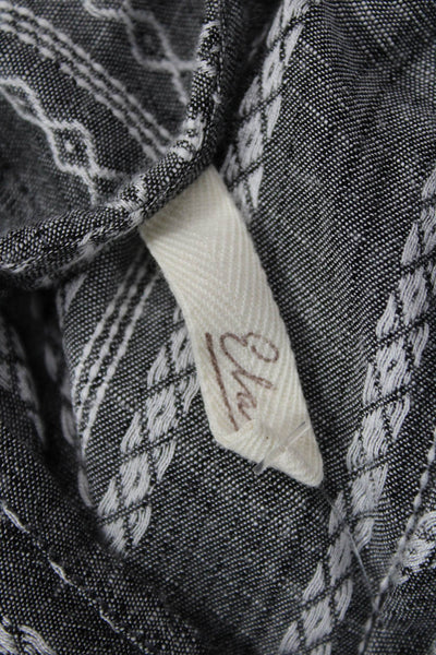 Elan Women A-Line Trapeze Striped Dark Gray Short Sleeve Dress Size S