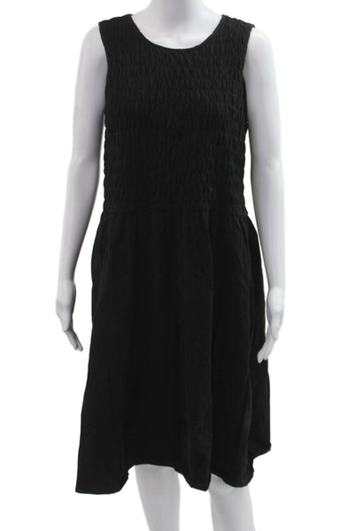 T Tahari Women Tank Shift Dress Black Cotton Round Neck Sleeveless Siz
