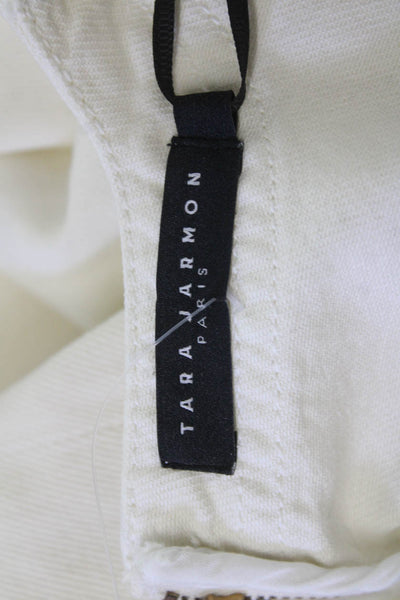 Tara Jarmon Women White Cotton Sleeveless Tank Round Neck Zip Closure Size 42