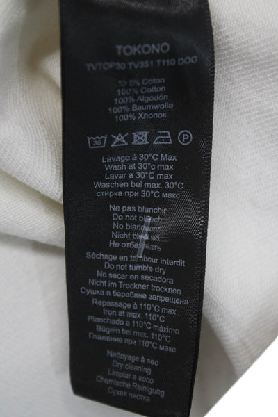 Tara Jarmon Women White Cotton Sleeveless Tank Round Neck Zip Closure Size 42