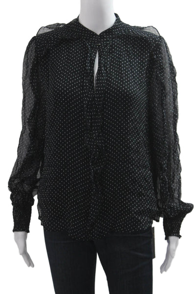 Marccain Women Collared Polka Dot Viscose Button Long Sleeve Blouse Size 3