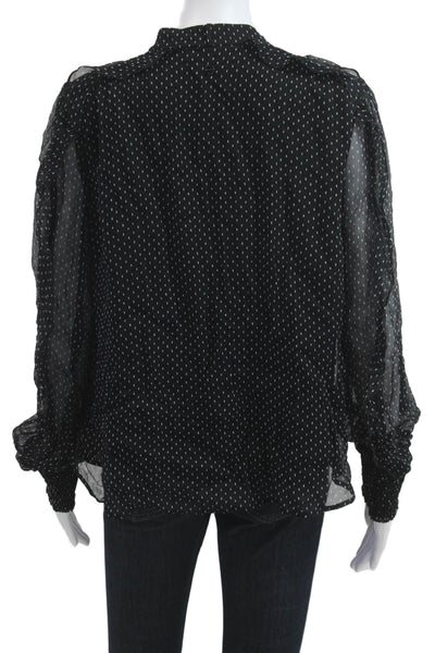 Marccain Women Collared Polka Dot Viscose Button Long Sleeve Blouse Size 3