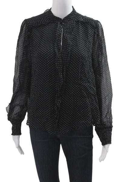 Marccain Womens Collared Polka Dot Viscose Long Sleeve Blouse Size 2