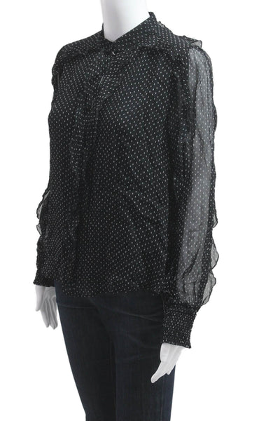 Marccain Womens Collared Polka Dot Viscose Long Sleeve Blouse Size 2