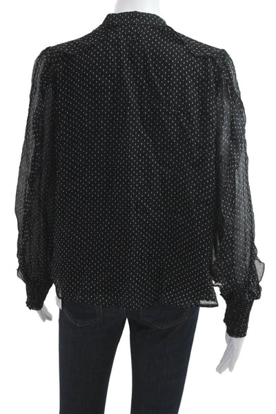 Marccain Womens Collared Polka Dot Viscose Long Sleeve Blouse Size 2