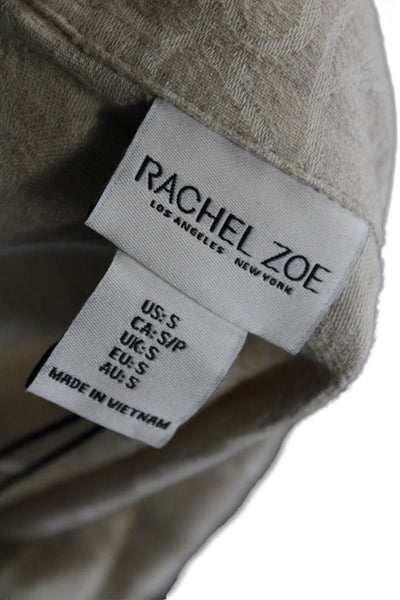 Rachel Zoe Women Cropped Floral Buttonup Blouse S/S Beige Size S