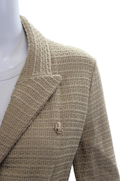 Apparalel Women Beige Collared Button Blazer Long Sleeve Viscose Nylon Size XS