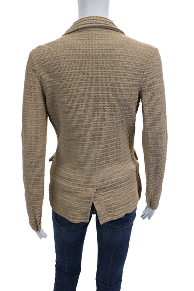 Apparalel Women Beige Collared Button Blazer Long Sleeve Viscose Nylon Size XS